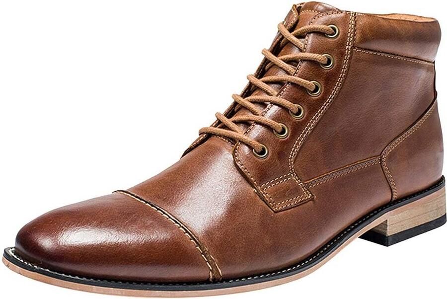 Elegante Heren Enkellaarsjes Zakelijk Rond Neus Rits en Veter Nubuckstijl