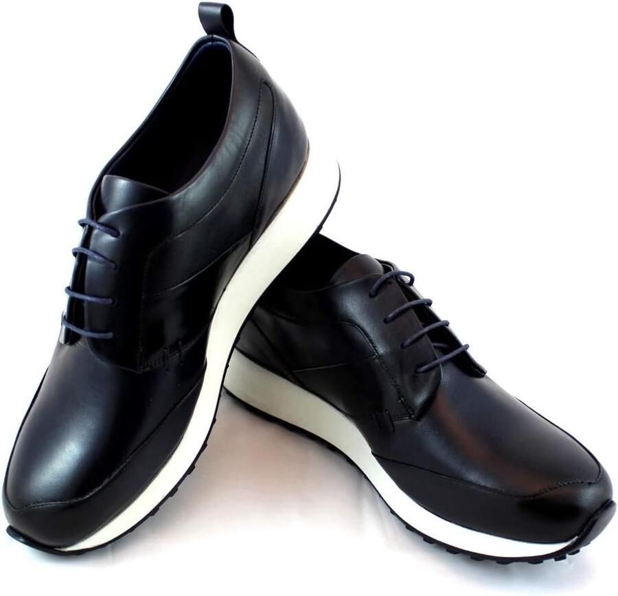 Stijlvolle lage sneakers voor heren in donkerblauw Leren veterschoenen voor casual gebruik en comfort