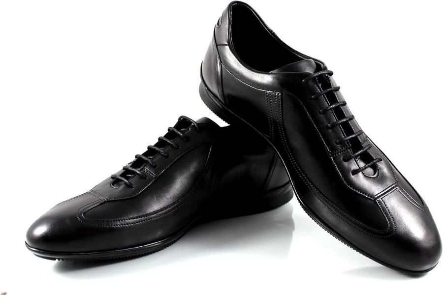 Stijlvolle lage sneakers voor heren Leren veterschoenen Comfortabele casual schoenen in zwart