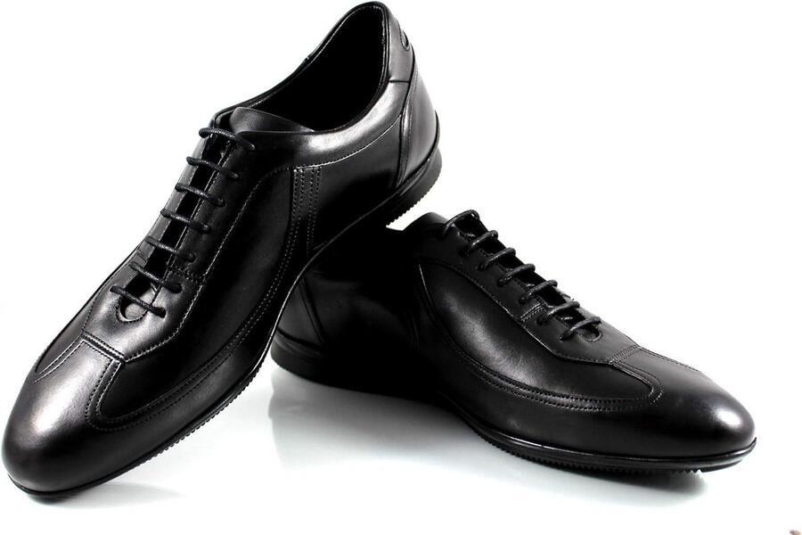 Stijlvolle lage sneakers voor heren Leren veterschoenen voor casual gebruik zwart