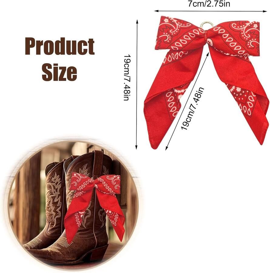 Stijlvolle western cow laarzen met bandana strik en paisley patroon voor een trendy look