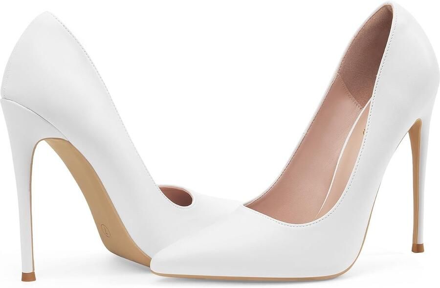 Stiletto hoge hak voor dames sexy puntige neus instappers stiletto hofschoenen feest bal bruiloft stiletto hofhakken Wit