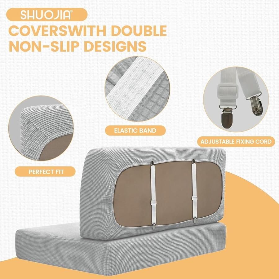 Stoelhoes stretch jacquard antislip camper dinette kussenhoezen voor caravan camper bank antislip kinder- en huisdiervriendelijk wasbaar (lichtgrijs B 60- D 30