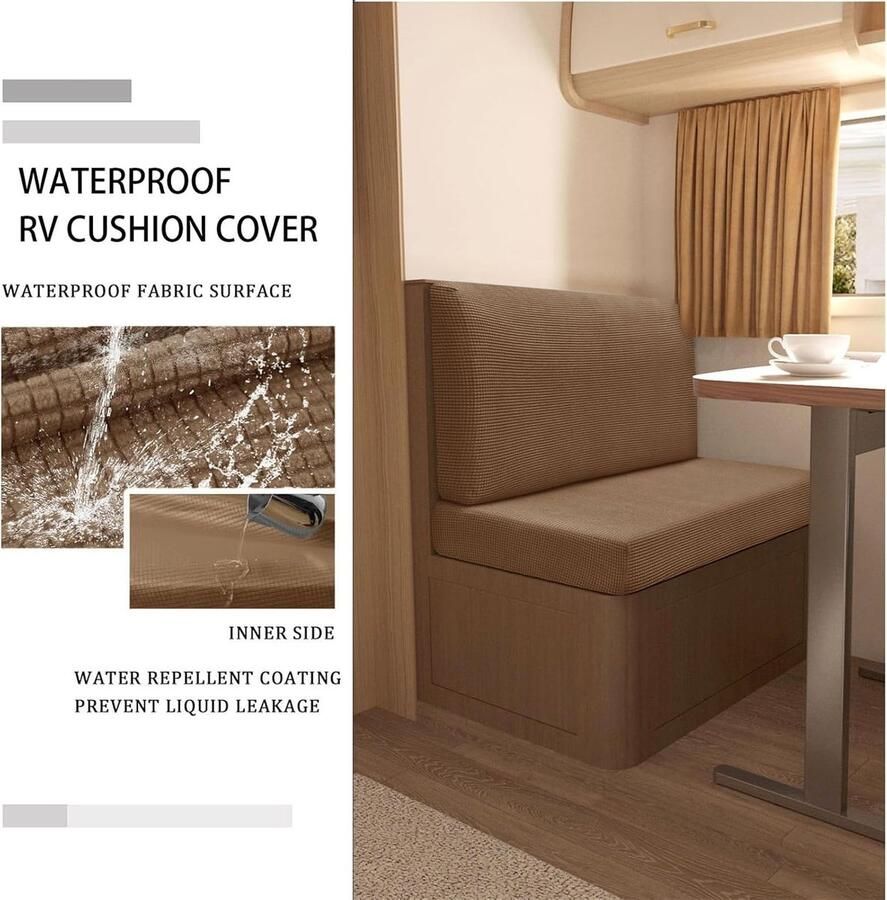 Stoelhoes voor caravan rekbaar jacquard huisdiervriendelijk spatwaterdichte kussenhoezen voor dinette bankkussens voor campersofa (bruin B 35- D 35