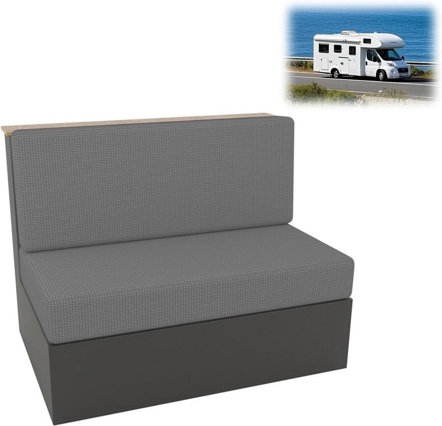 Stoelhoezen voor camper 2 stuks caravanbekleding 1 set caravandecoratie bankovertrek trekbaar gemakkelijk te reinigen voor camper aanhanger zitbank beschermstoel lichtgrijs