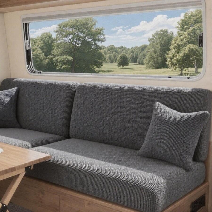 Stoelhoezen voor caravans en campers waterdichte antislip hoezen voor caravans bekleding met elastiek voor bank en rugleuning lichtgrijs L 65- W 65
