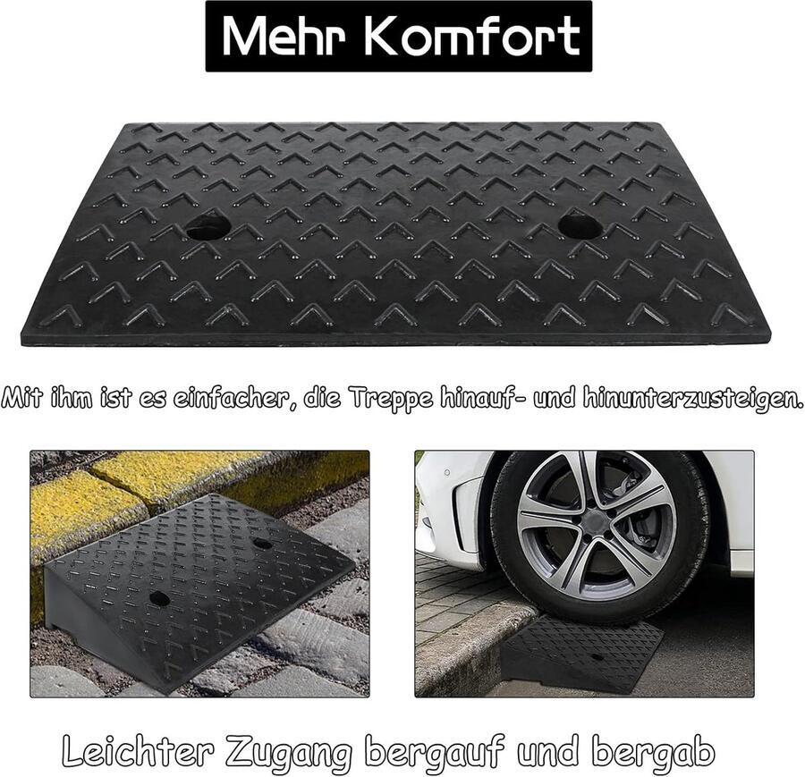Stoeprandhelling rubber hoog draagbaar antislip oprijplaat deurdrempel voor auto rolstoel 2 stuks