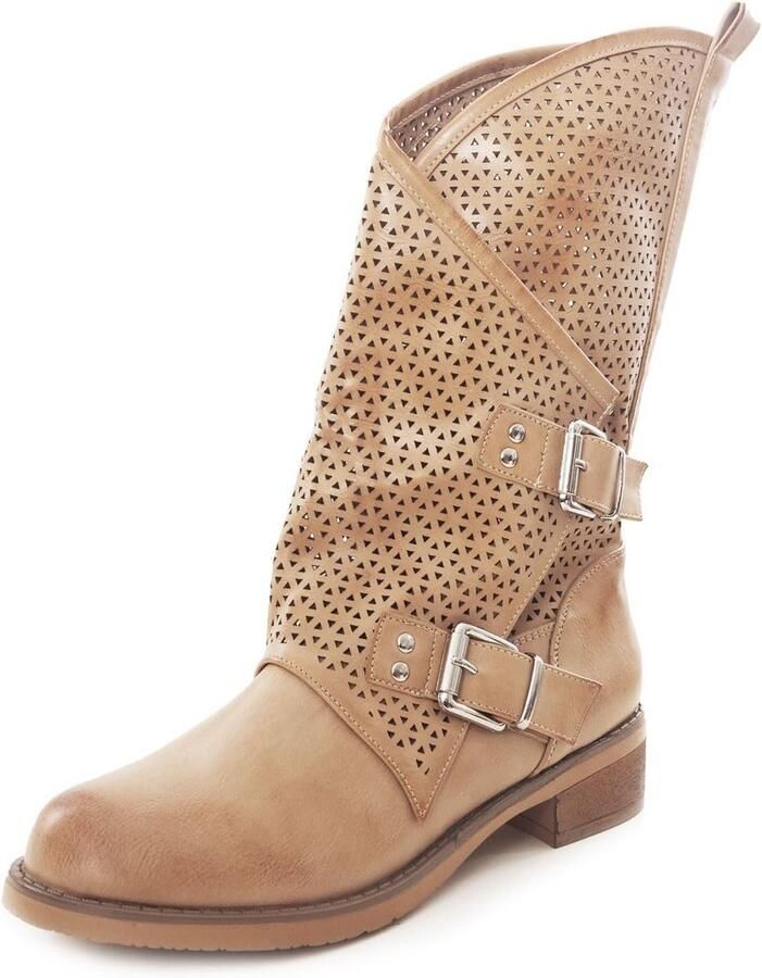 Stoere Dames Biker Boots met Gespen Motorstijl Enkelhoge Laarzen