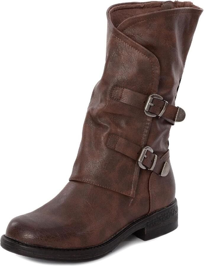 Stoere Dames Bikerboots met Gespen Casual Motorlaarzen Stijl