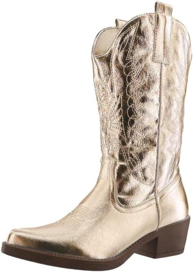 Stoere Dames Cowboylaarzen met Dikke Hak Vrouwen Enkellaarzen Bikerstijl