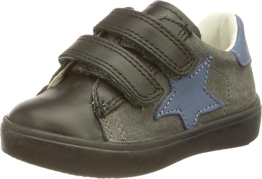 Stoere Jongens Sneakers met Dubbele Klittenbandsluiting Leer en Suède