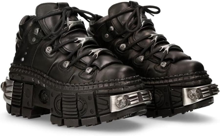 Stoere Zwarte Leren Enkellaarzen met Veterluiting en Dikke Zool