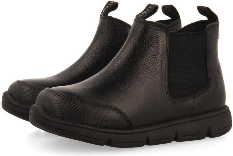 Stoere zwarte leren jongens laarzen voor school