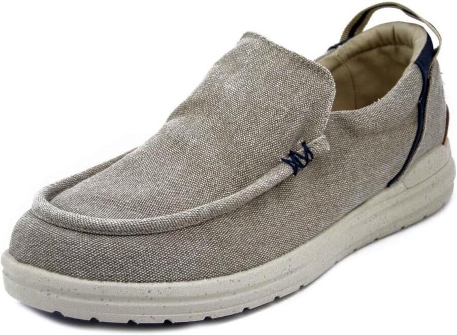 Comfortabele Beige Instappers voor Heren met Uitneembaar Voetbed