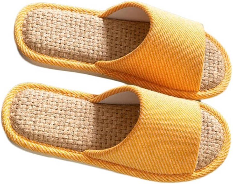 Stoffen pantoffels L 40-41 (geschikt voor Binnenzoollengte Linnen pantoffels Binnenpantoffels Zomer stille pantoffels Linnen pantoffels en herenpantoffels Slippers met airconditioning