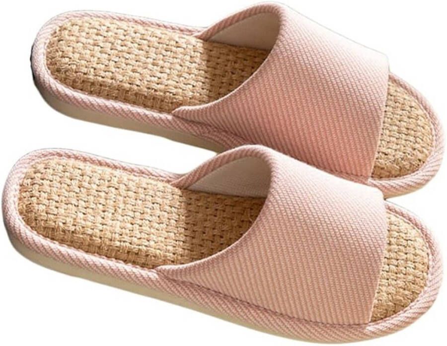 Stoffen pantoffels M 38-39 (geschikt voor Binnenzoollengte Linnen pantoffels Binnenpantoffels Zomer stille pantoffels Linnen pantoffels en herenpantoffels Slippers met airconditioning