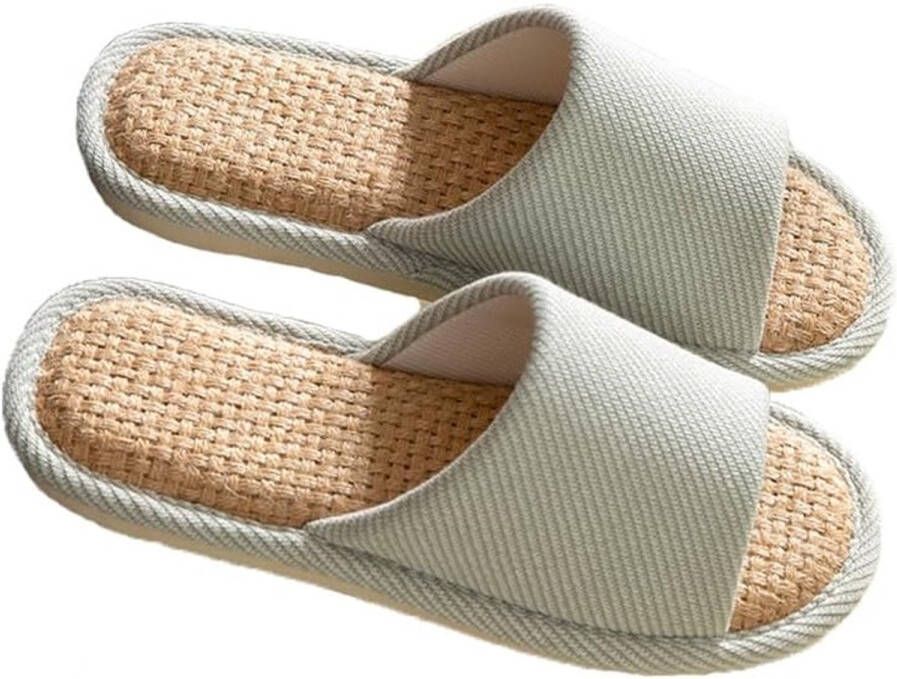 Stoffen pantoffels S 36-37 (geschikt voor Binnenzoollengte Linnen pantoffels Binnenpantoffels Zomer stille pantoffels Linnen pantoffels en herenpantoffels Slippers met airconditioning