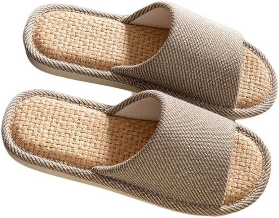 Stoffen pantoffels XXL 44-45 (geschikt voor Binnenzoollengte Linnen pantoffels Binnenpantoffels Zomer stille pantoffels Linnen pantoffels en herenpantoffels Slippers met airconditioning