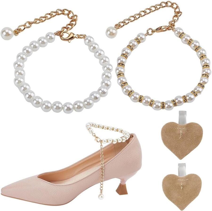 Dailygoody Parelriemen Verstelbare enkelschoenen Goudkleurige sierketting Elegante accessoires Hoge hakken Ideaal voor feestjes Luxe uit