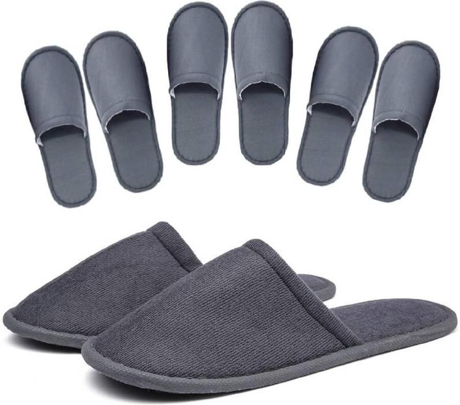 Dailygoody Spa Hotelslipper Gastenpantoffels Lichtgewicht en draagbaar Grijs Badslippers voor en Universele maat Perfect voo