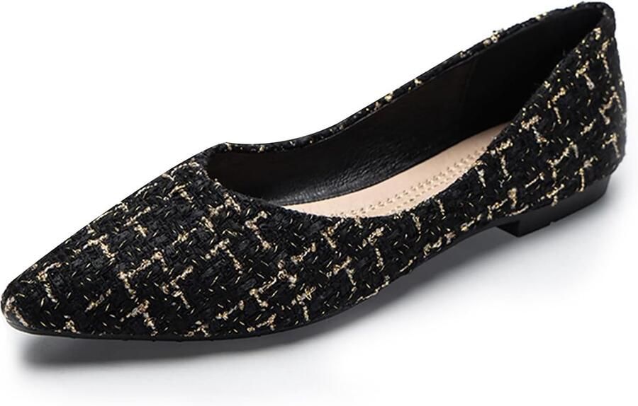 Solidchoice Dailygoody Dames Balletschoenen Ballerina's Platte Slip-On Zwart Elegante Bruidschoenen Comfortabel en Stijlvol