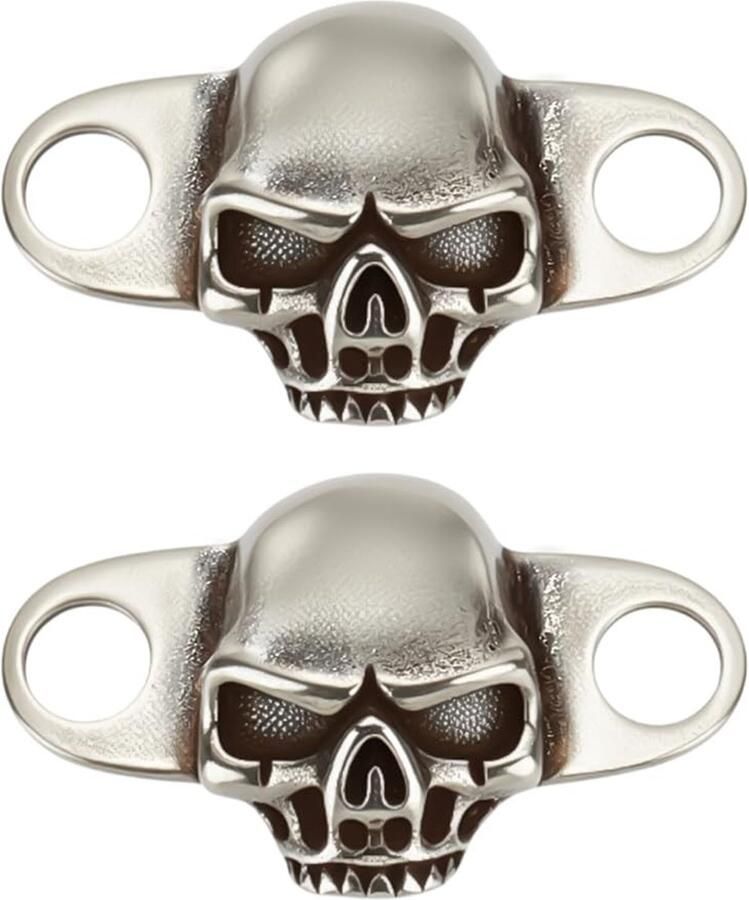 Allecto Doodskop Vetergesp Modieuze Schoenhangers Antiek Zilver Skelet Decoraties Geschikt voor Sneakers en Laarzen Pakket van 2 stuks