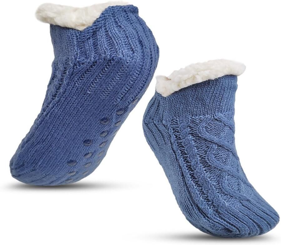 Dailygoody Fluffy Slipper Socks Antislip Comfortabel Blauw Warme Sokken voor en Perfect voor thuis