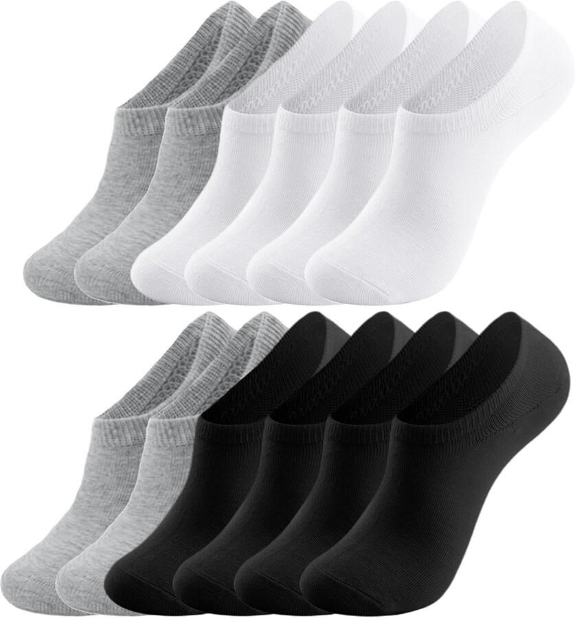 Store_8 No Show sokken Antislip Onzichtbaar Katoenen Voor en Laag uitgesneden Ideaal voor loafers en sneakers