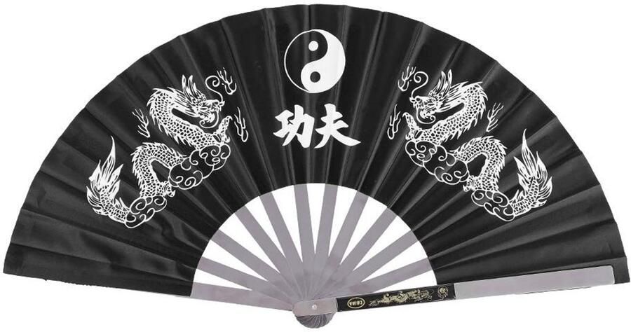 VT Goods Tai Chi Fan Fitness Vouwwaaier Perfect voor Kung Fu en Dans Zwart Draagbaar en Elegant Geschikt voor Vrouwen 35 x 4 x
