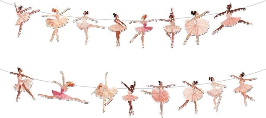 Dailygoods- Balletdecoraties Roze Banners Feestdecoraties Ballerina Verjaardagsdecoraties Duurzaam Papier Totale Lengte Feestversiering