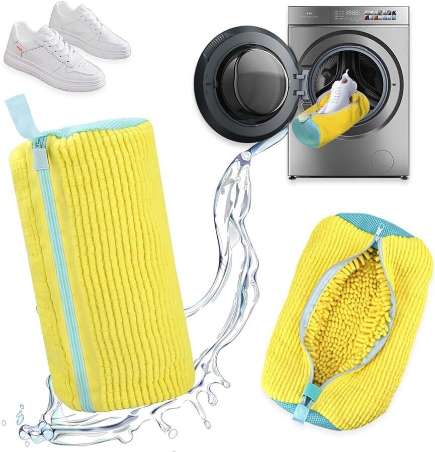 Store_9 Wasschoenenzakken Microvezel 360 graden volledige reiniging Geel Schoenwaszakken Ideaal voor sneakers en sportschoenen Geschi