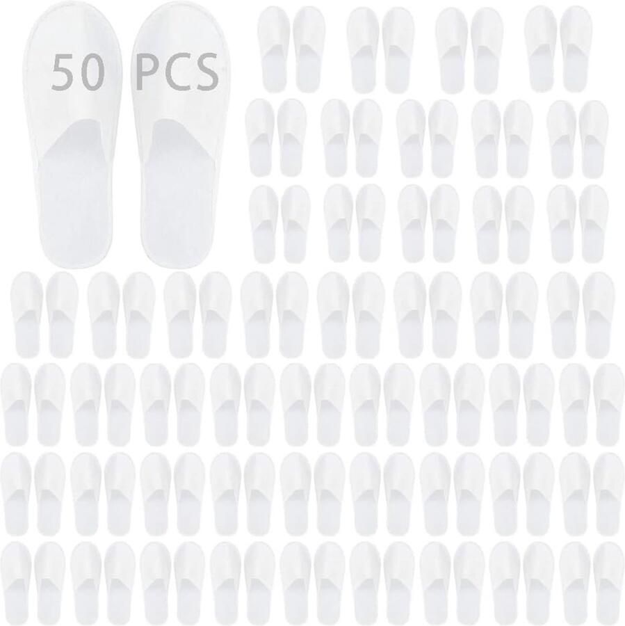 Store_9 Wegwerp-pantoffels Antislip hotelpantoffels Draagbare spa-pantoffels Wit Universele maat Geschikt voor badkamer gasten reizen