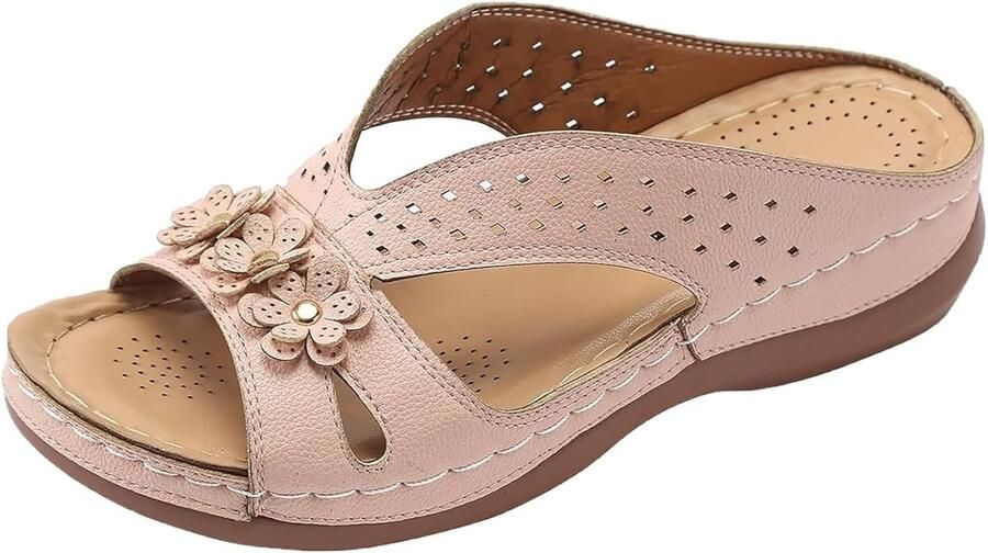 Strandslippers voor dames open teen open teen orthopedisch comfort bloem teenslipper outdoor ontspanning pantoffel retrostijl Romeinse stijl licht ademend dagelijkse pantoffels