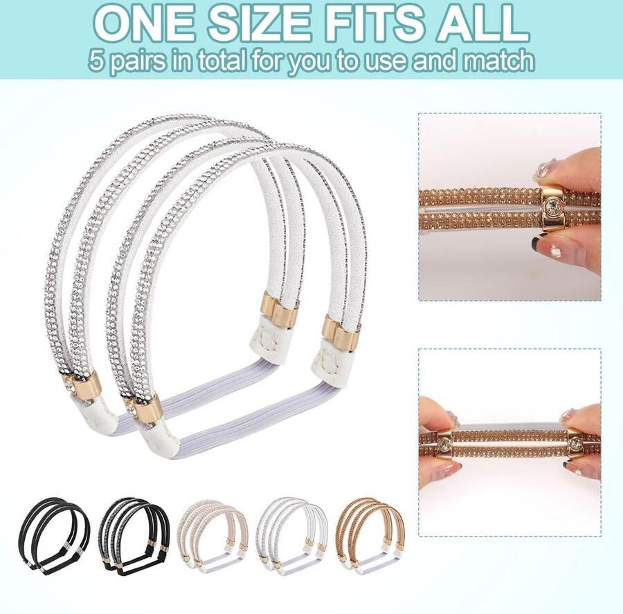 Strass Hoge Hakken Schoenrie Hoge Hak Schoenvetervervanging 5 Paar 5 Kleuren Enkel Schoenriemband Vasthouden Hoge Hakken