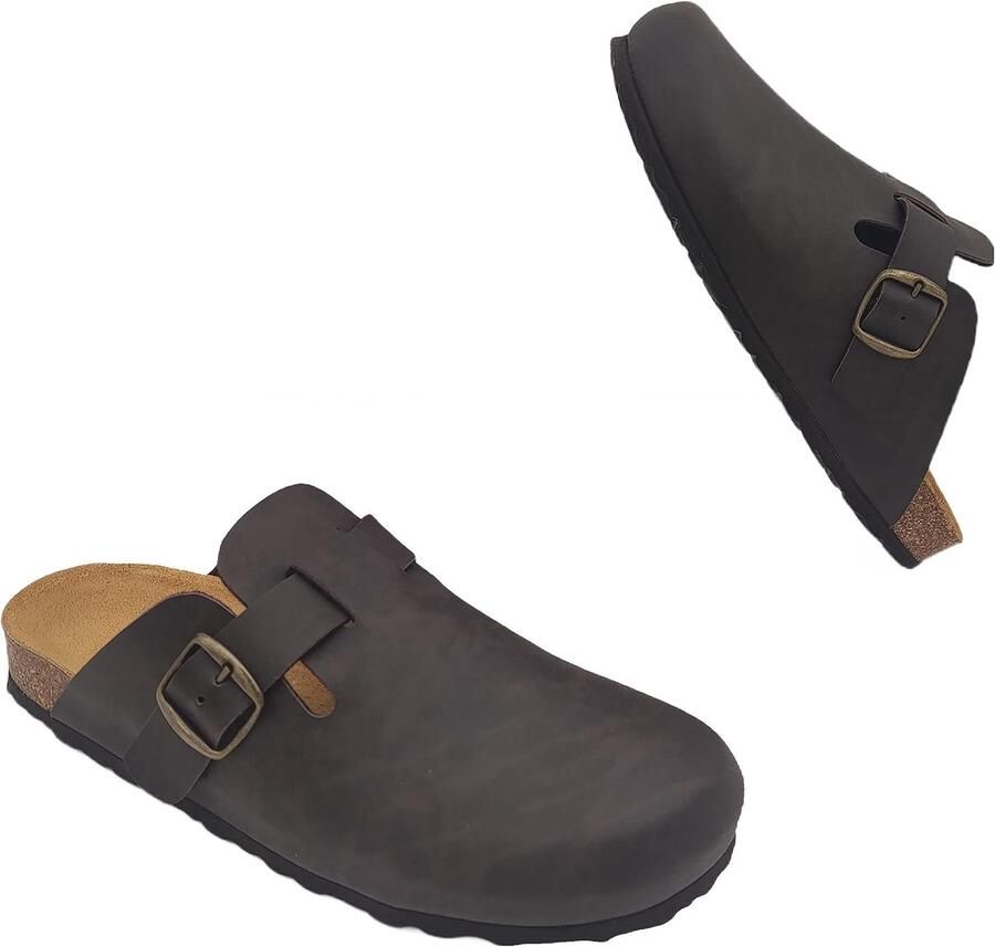 Strepen sabot voor heren van -leer gesloten pantoffels voor de winter zomer clogs voor wandelen huis en tuin verstelbare hoofdband gemaakt in Spanje Leer
