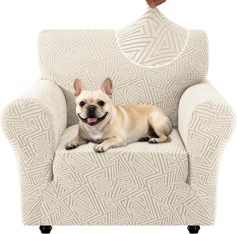 Stretch Bankhoes 1 Zit Beige Elastische Sofa Kussenhoes Machinewasbaar Bestand Tegen Huisdierkrassen En Vlekken Geschikt Voor De Woonkamer
