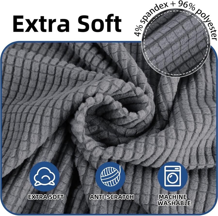 Stretch Bankhoes 1 Zit Elastische Bankhoezen Voor Woonkamer 1 Stuks Universele Rekbare Armsteun Sofahoes Met Anti-slip Schuim Krasbestendig Meubelhoes Voor Bank Grijs