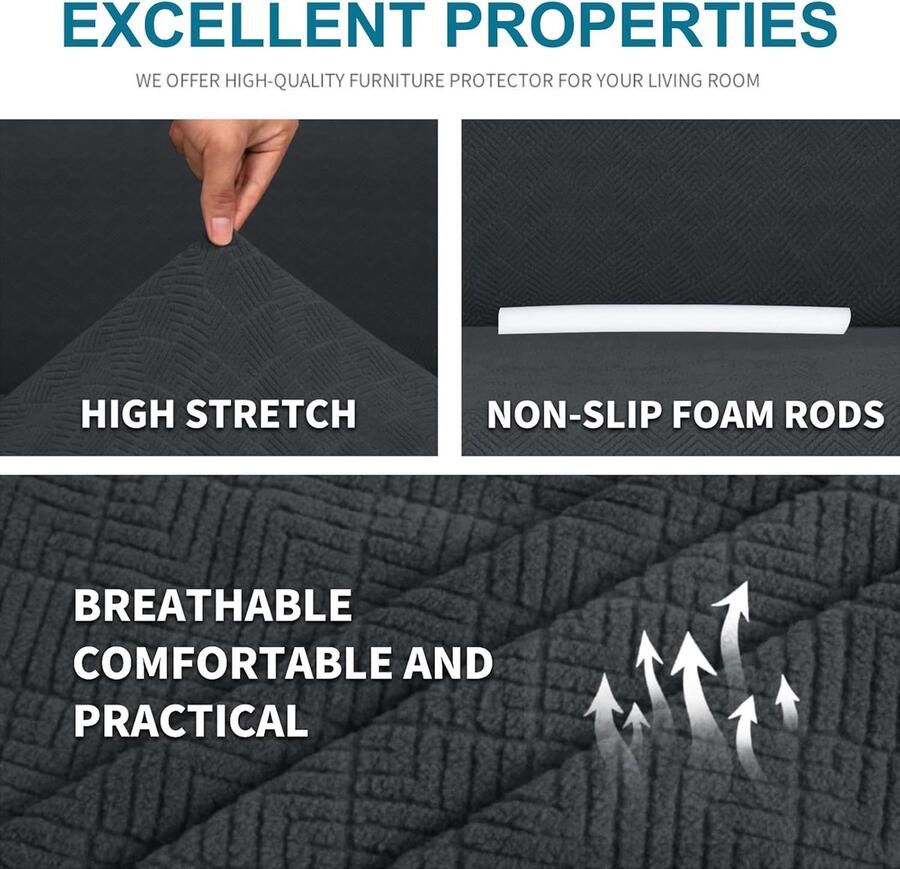 Stretch Bankhoes 1 Zit Elastische Bankhoezen Voor Woonkamer 1 Stuks Universele Rekbare Armsteun Sofahoes Met Anti-slip Schuim Krasbestendig Meubelhoes Voor Bank Blauw