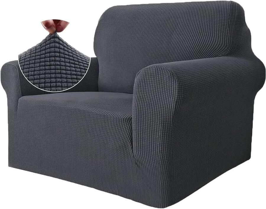Stretch Bankhoes 1 Zit Elastische Bankhoezen Voor Woonkamer 1 Stuks Universele Rekbare Armsteun Sofahoes Met Anti-slip Schuim Krasbestendig Meubelhoes Voor Bank Antracet