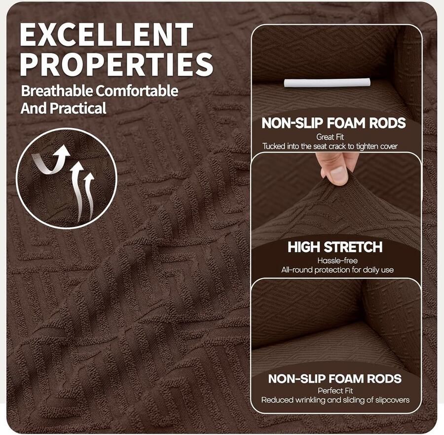 Stretch Bankhoes 1 Zit Elastische Bankhoezen Voor Woonkamer 3 Stuks Universele Rekbare Armsteun Sofahoes Met Anti-slip Schuim Krasbestendig Meubelhoes Voor Bank Beige