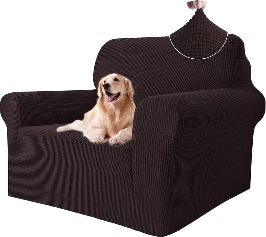 Stretch Bankhoes 1 Zit Elastische Bankhoezen Voor Woonkamer Universele Rekbare Armsteun Sofahoes Krasbestendig Meubelhoes Voor Bank Koffie
