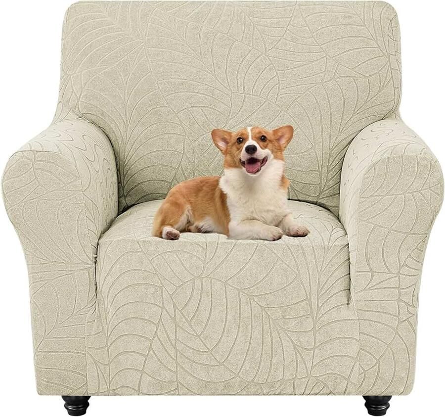 Stretch Bankhoes 1 Zits Sofahoes Universele Met Armleuningen Elastische Soft Bankovertrek Meubelhoes Vuilafstotend Voor Woonkamer Voor Honden Kat Huisdier Beige