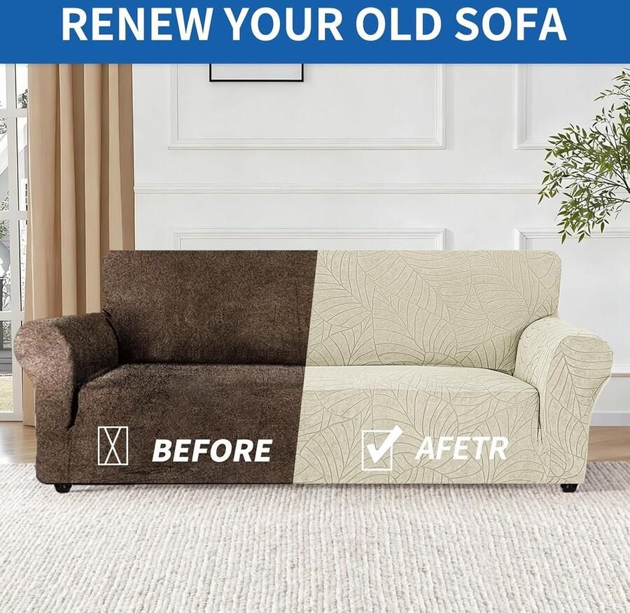 Stretch Bankhoes 1 Zits Sofahoes Universele Met Armleuningen Elastische Soft Bankovertrek Meubelhoes Vuilafstotend Voor Woonkamer Voor Honden Kat Huisdier Beige - Foto 2