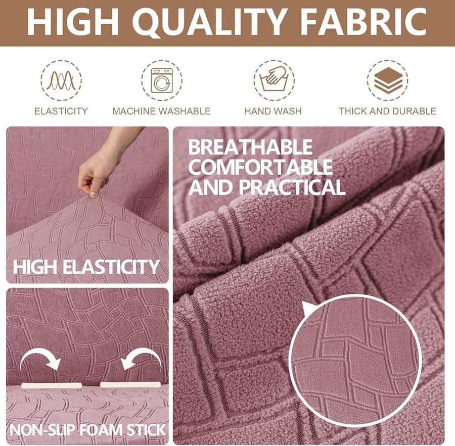 Stretch Bankhoes 2 Zits Bankhoezen Met Armleuningen Krasbestendig Bankovertrek Hond Vlekafstotende Couch Cover Voor Woonkamer Universele Hoes Bank Met Anti-Slip Schuim Roze
