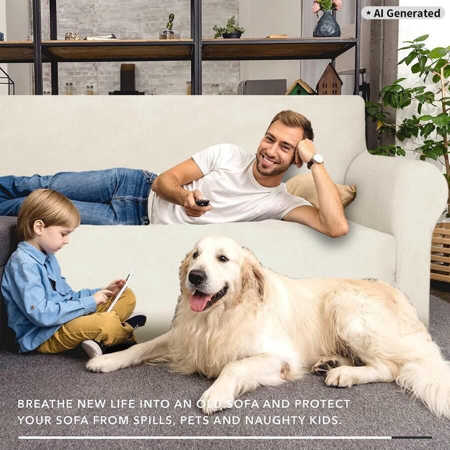 Stretch Bankhoes 2 Zits Elastische Bankhoezen Voor Woonkamer 1 Stuks Universele Rekbare Armsteun Sofahoes Met Anti-slip Schuim Krasbestendig Meubelhoes Voor Bank Roomwit