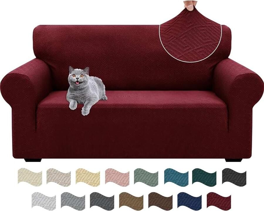 Stretch Bankhoes 2 Zits Elastische Bankhoezen Voor Woonkamer 1 Stuks Universele Rekbare Armsteun Sofahoes Met Anti-slip Schuim Krasbestendig Meubelhoes Voor Bank Beige Geel