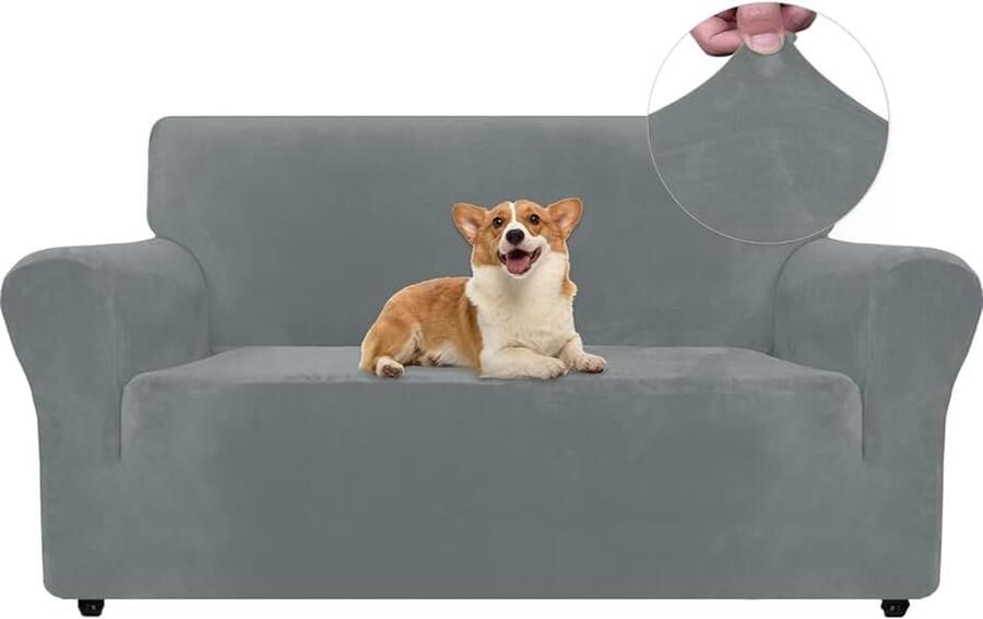 Stretch Bankhoes 2 Zits Elastische Bankhoezen Voor Woonkamer 1 Stuks Universele Rekbare Armsteun Sofahoes Met Anti-slip Schuim Krasbestendig Meubelhoes Voor Bank Lichtgrijs