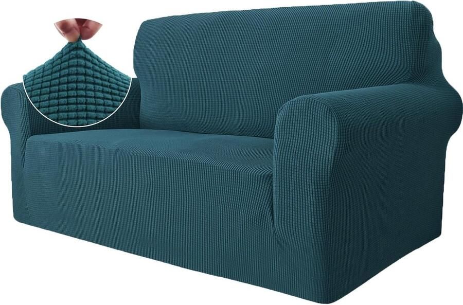 Stretch Bankhoes 2 Zits Elastische Bankhoezen Voor Woonkamer 1 Stuks Universele Rekbare Armsteun Sofahoes Met Anti-slip Schuim Krasbestendig Meubelhoes Voor Bank Turquoise