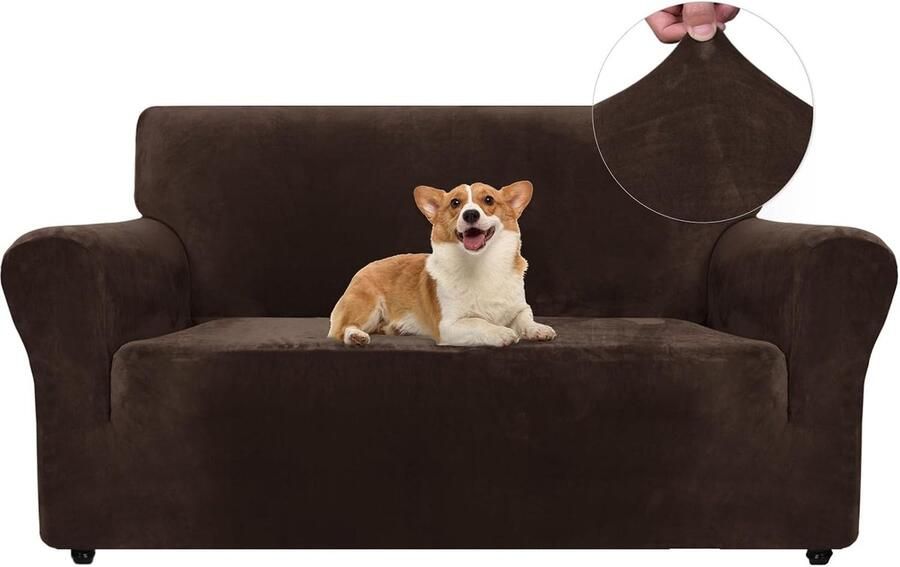 Stretch Bankhoes 2 Zits Elastische Bankhoezen Voor Woonkamer 1 Stuks Universele Rekbare Armsteun Sofahoes Met Anti-slip Schuim Krasbestendig Meubelhoes Voor Bank Koffie