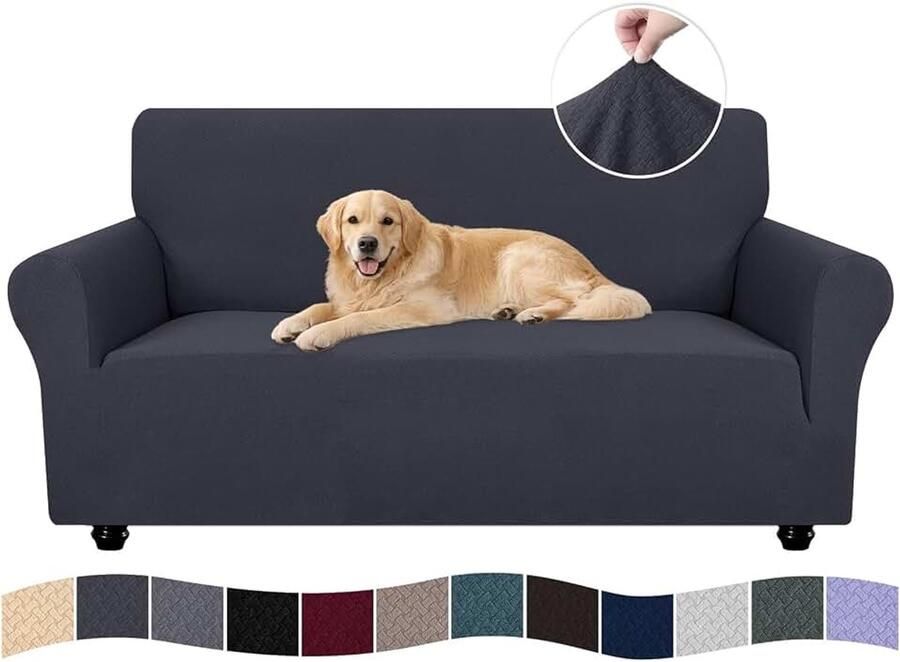 Stretch Bankhoes 2 Zits Elastische Bankhoezen Voor Woonkamer Universele Rekbare Armsteun Sofahoes Krasbestendig Meubelhoes Voor Bank Donkergrijs